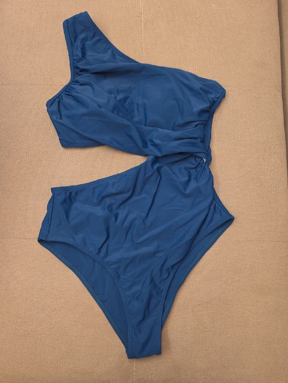 Cupshe One-Shoulder Navy Blue Cutout One-Piece Swimsuit